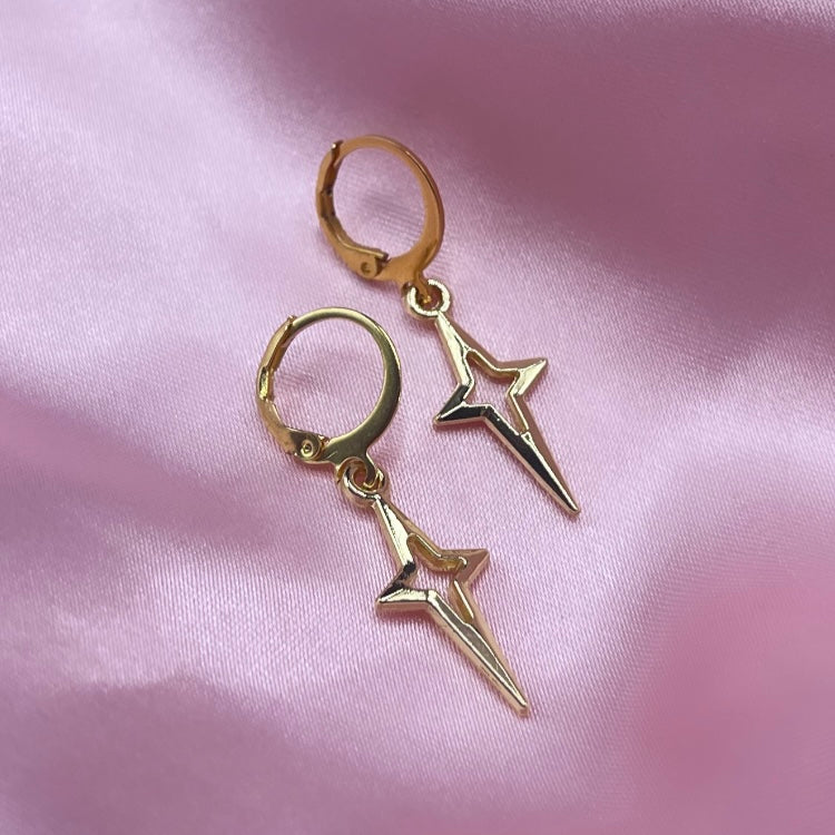 Gold Stainless steel Star Huggie Hoop Earrings