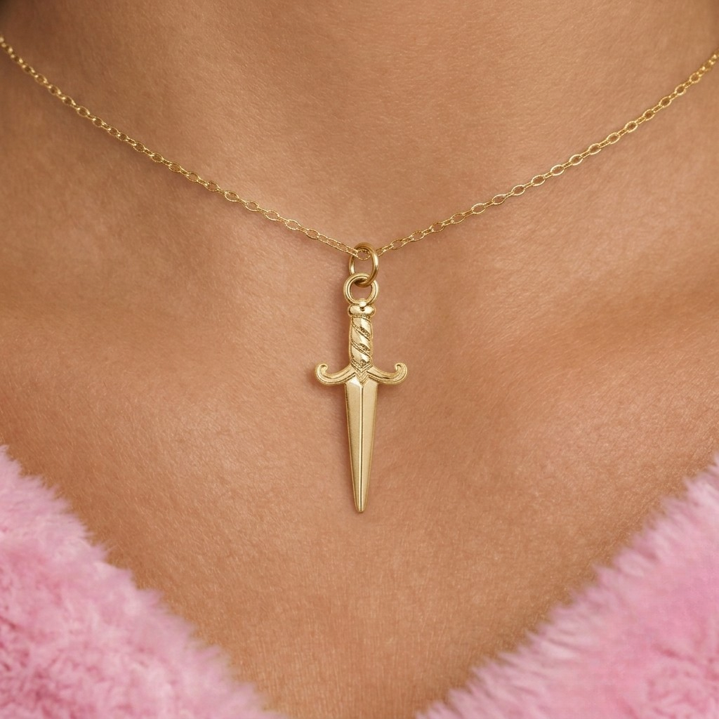 Silver | Gold dagger Necklace Adjustable Stainless Steel 18k Gold Plated