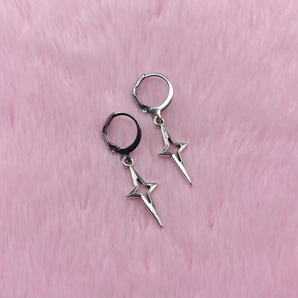 Stainless steel North Star Huggie Hoop Earrings