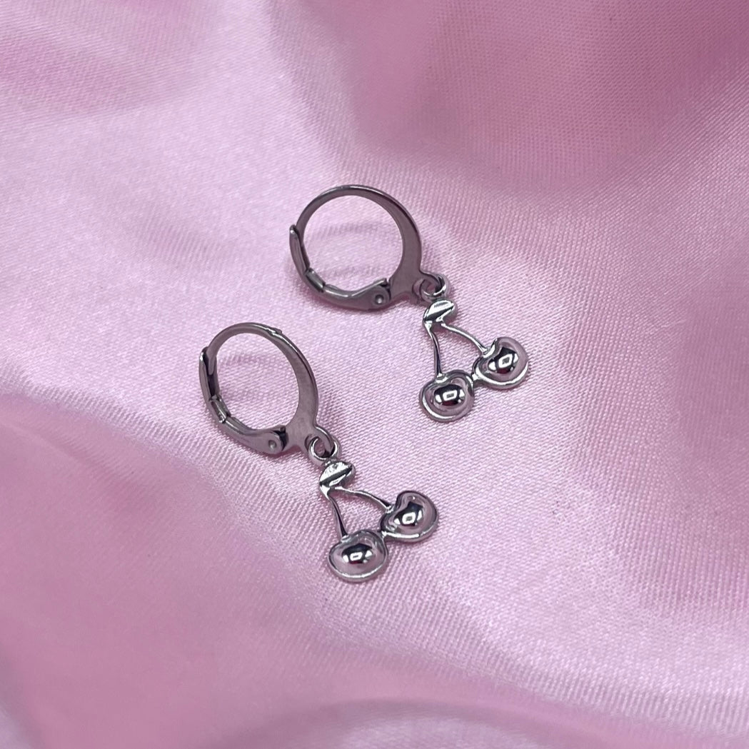 Stainless steel Cherry Huggie Hoop Earrings
