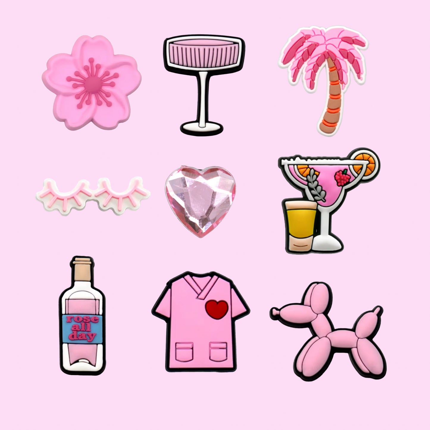 Pink aesthetic croc charms