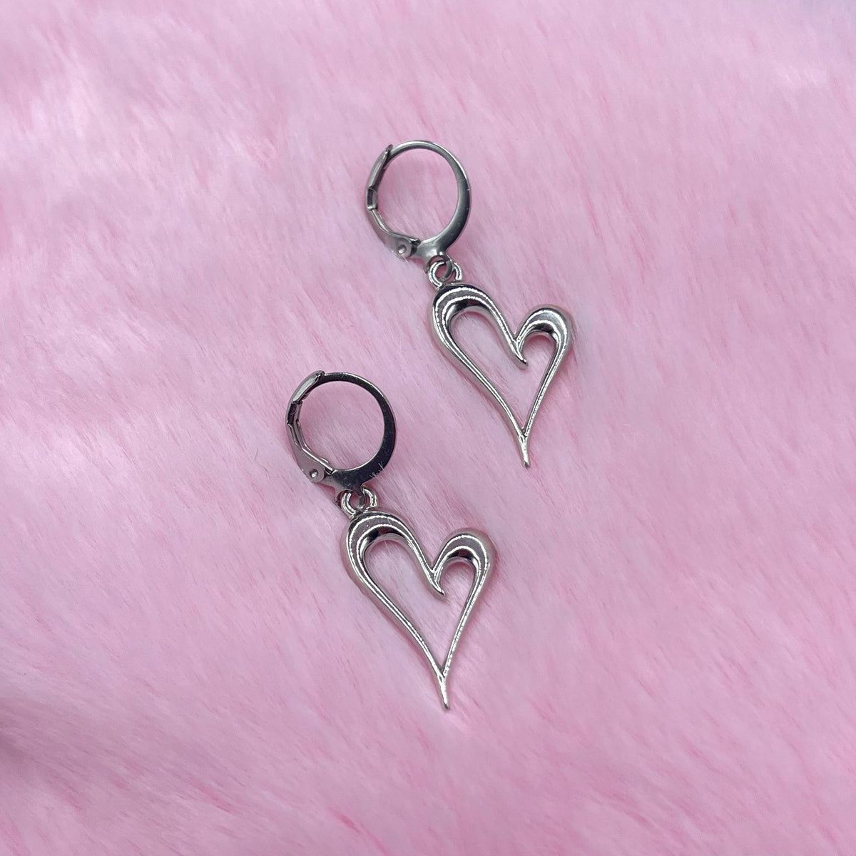 Stainless steel Heart Huggie Hoop Earrings