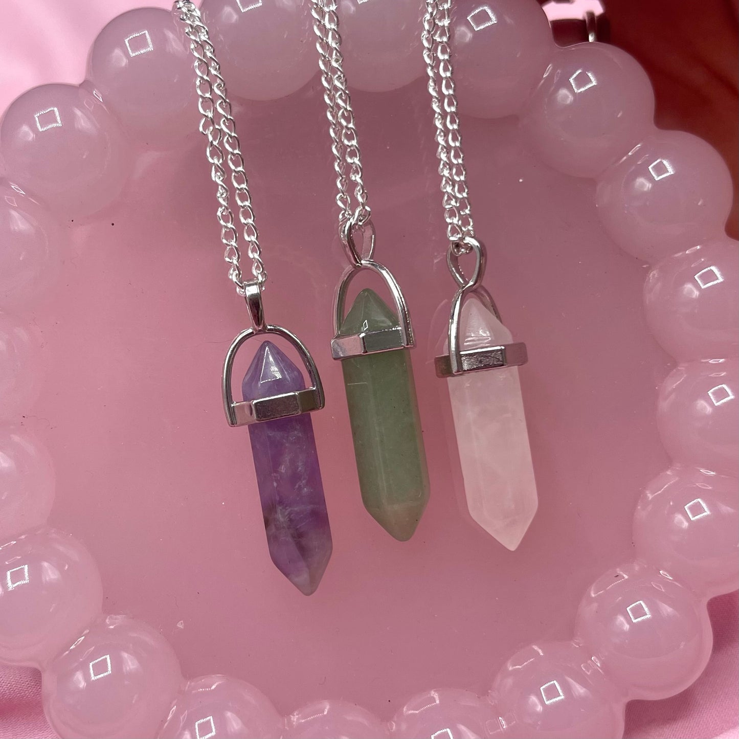 Sterling Silver Plated Crystal Protection Pendant Necklace