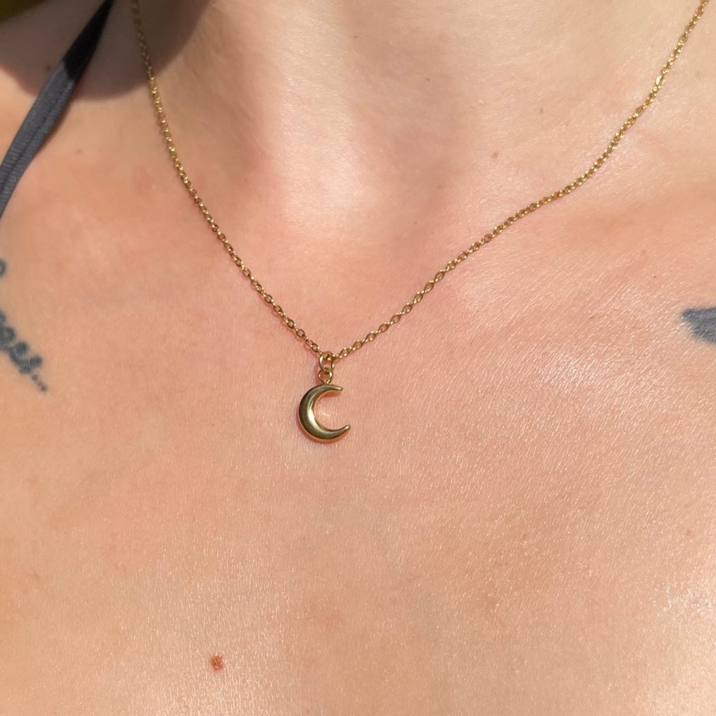 Gold stainless steel moon adjustable Necklace