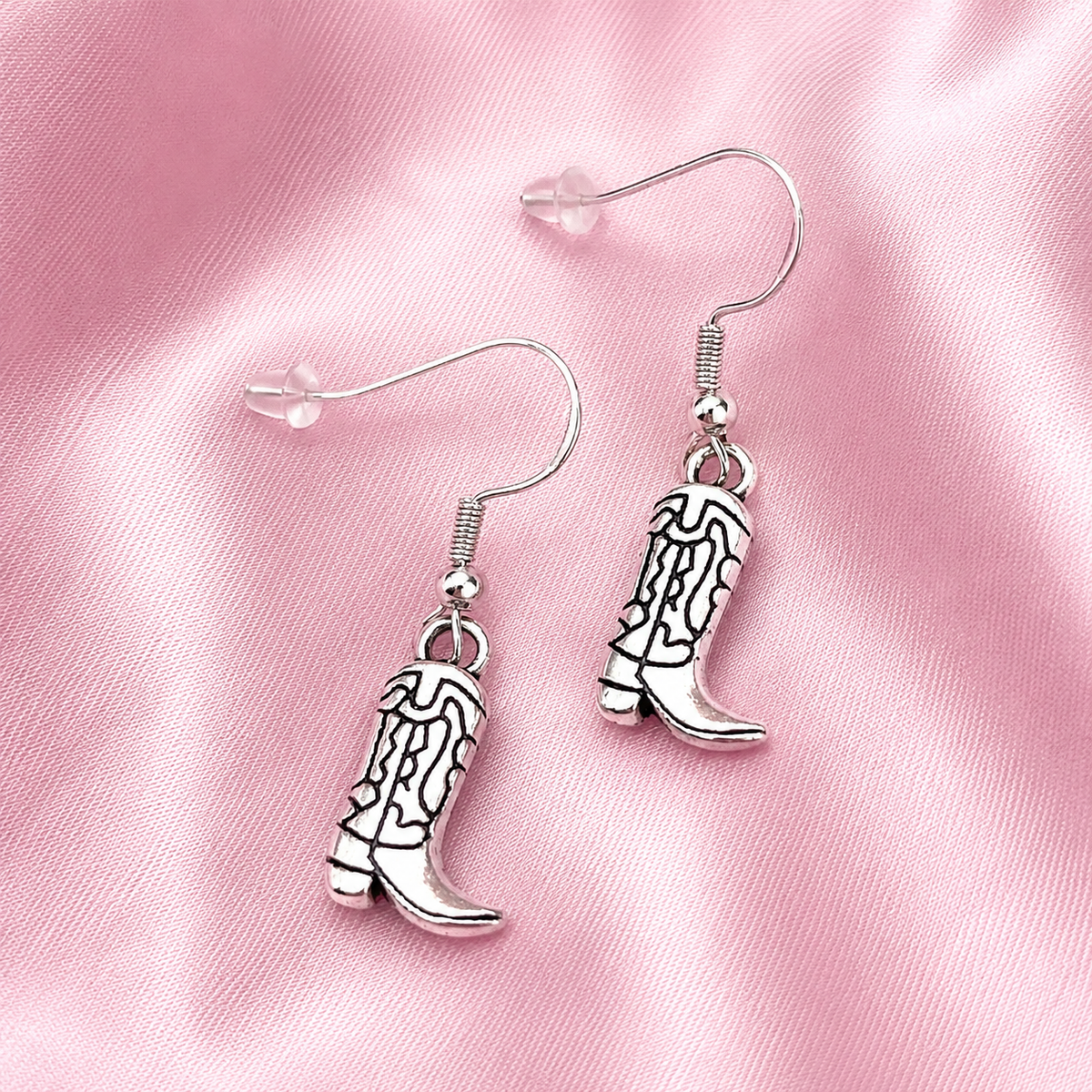 Sterling silver cowgirl boot Earrings