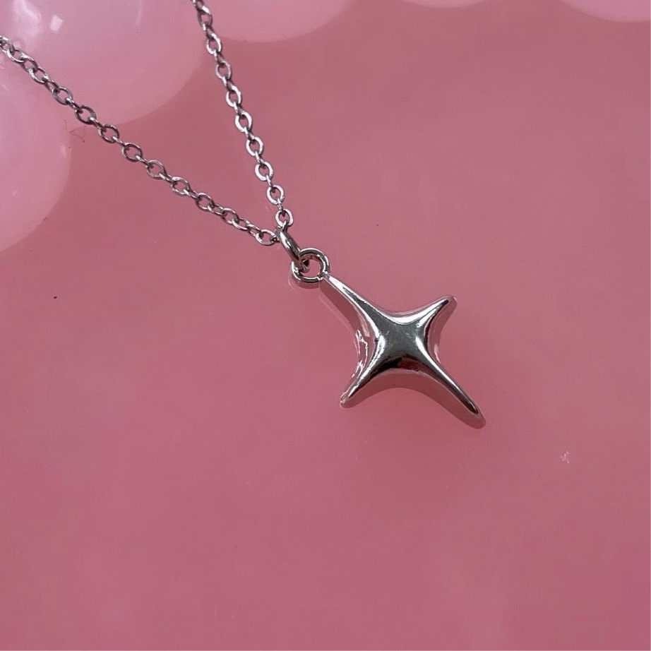 Hypoallergenic silver sparkle star adjustable Necklace