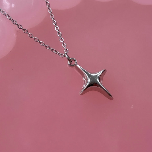 Hypoallergenic silver sparkle star adjustable Necklace