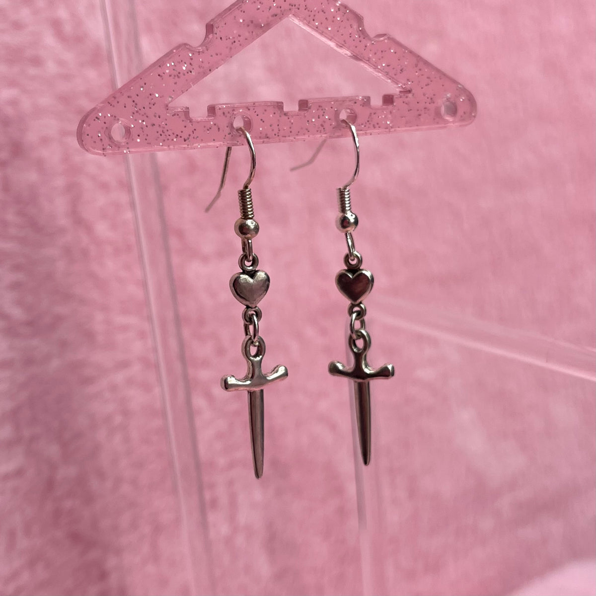 Sterling silver dagger heart Earrings