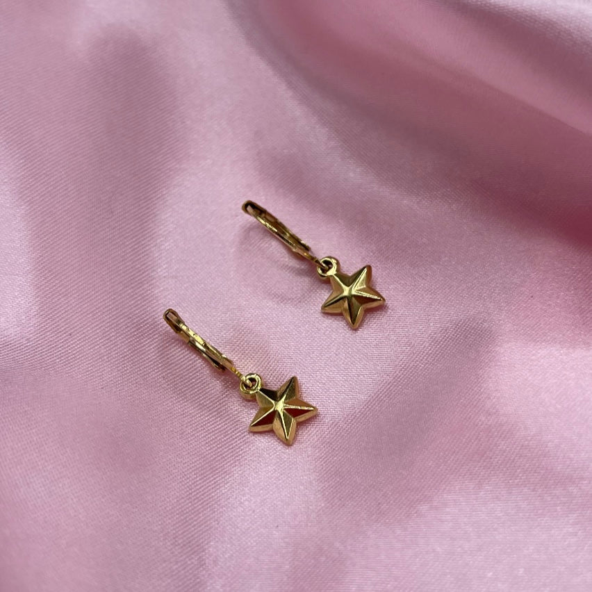 Gold Stainless steel star Huggie Hoop Earrings