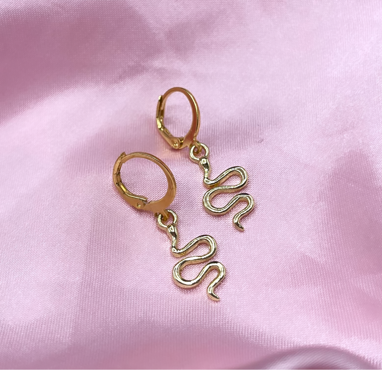 Gold Stainless steel Snake Huggie Hoop Earrings