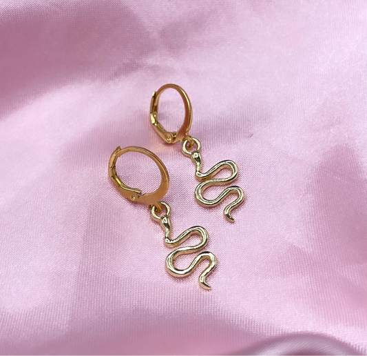 Gold Stainless steel Snake Huggie Hoop Earrings