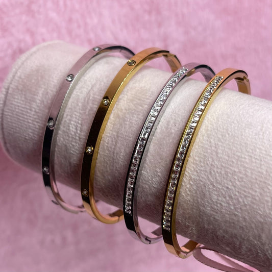 Stainless steel Cubic Zirconia Bangles