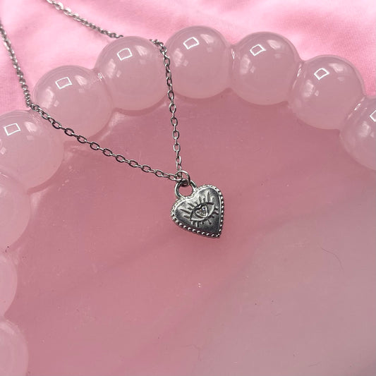 Silver | Gold stainless steel cz evil eye protection adjustable Necklace
