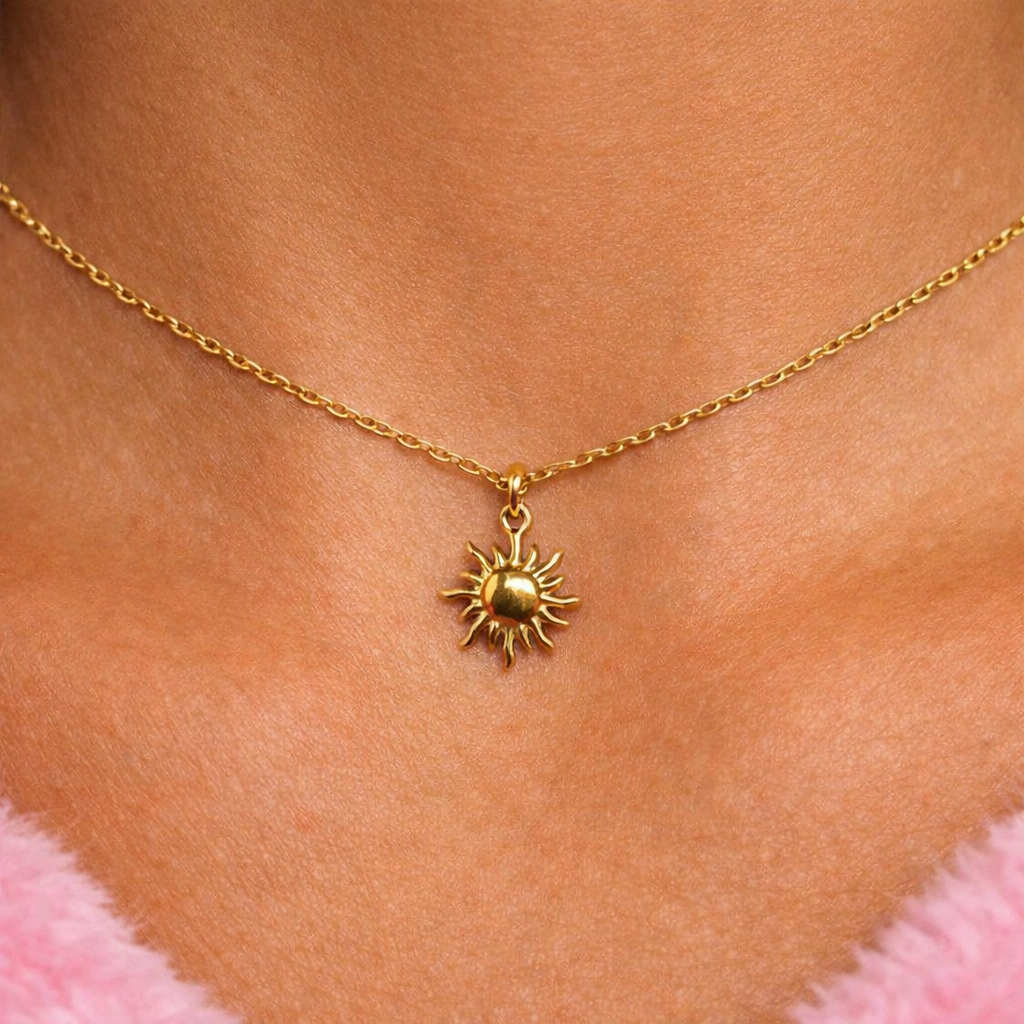 Silver | Gold Sun Necklace Adjustable Stainless Steel 18k Gold Plated