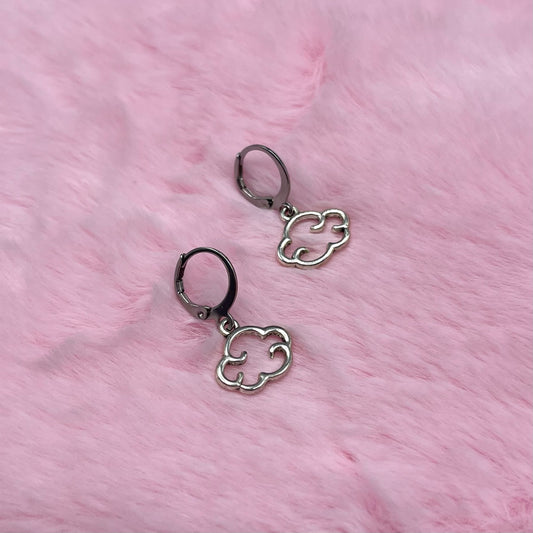 Silver Stainless steel cloud Huggie Hoop Earrings
