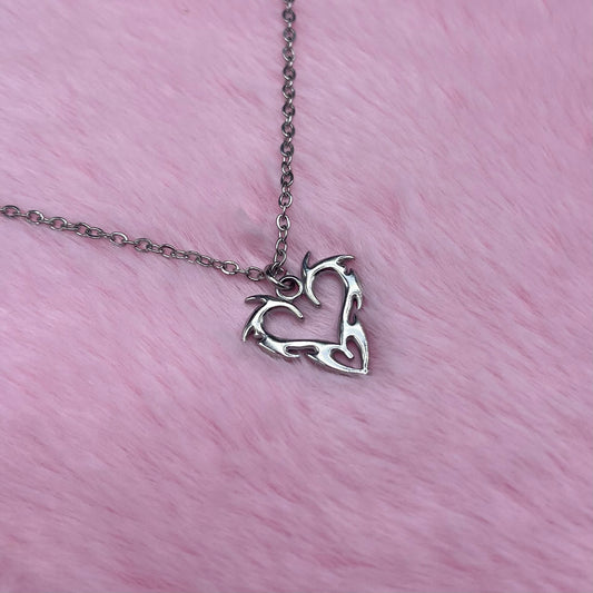 Stainless steel grunge heart adjustable Necklace