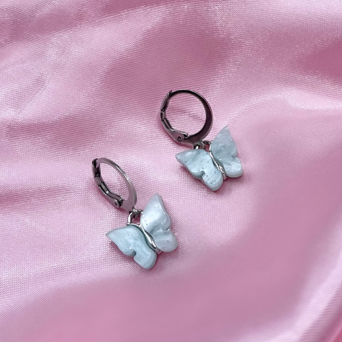 Stainless steel butterfly Huggie Hoop Earrings