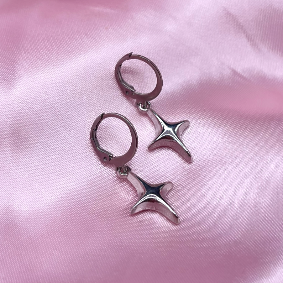 Stainless steel North Star Huggie Hoop Earrings