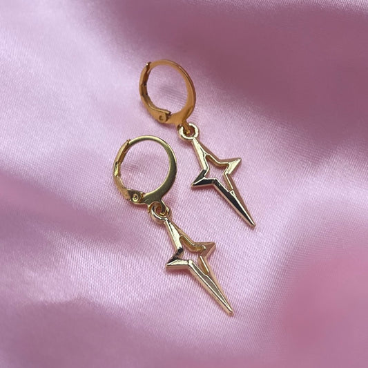 Gold Stainless steel Star Huggie Hoop Earrings