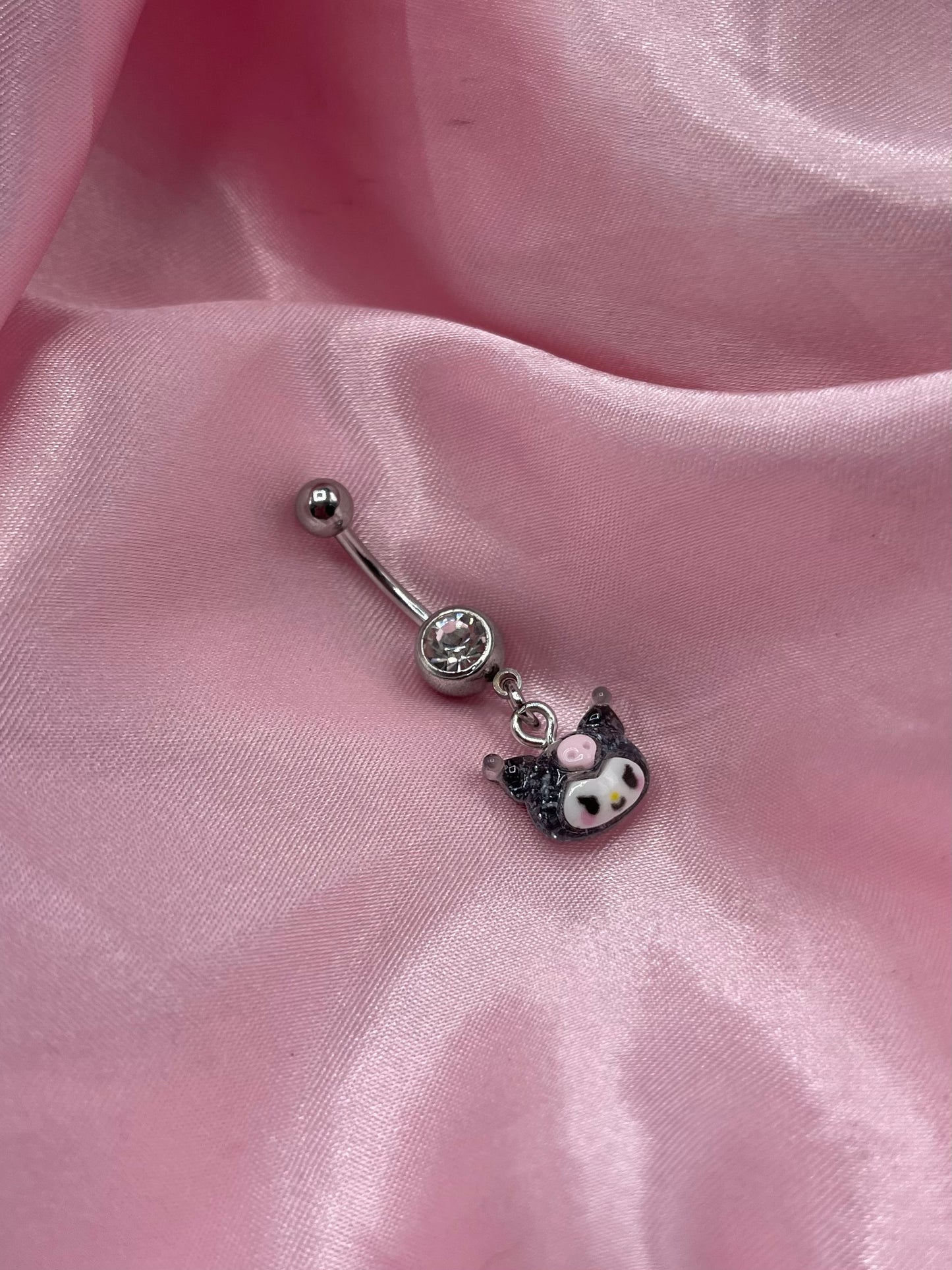 Surgical steel silver CZ kawaii Belly Naval Bar