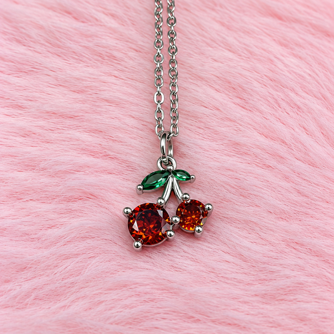 Stainless steel cherry adjustable Necklace