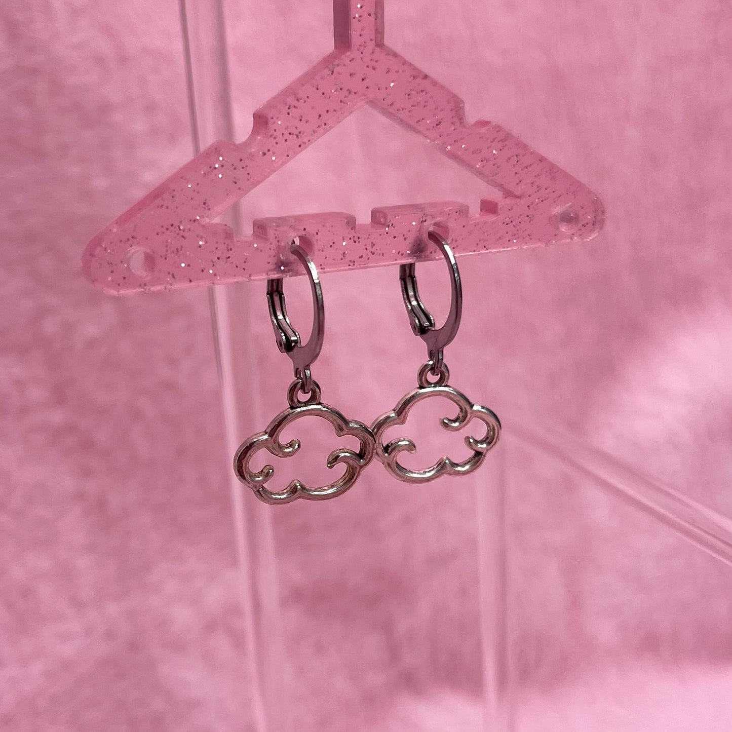 Silver Stainless steel cloud Huggie Hoop Earrings