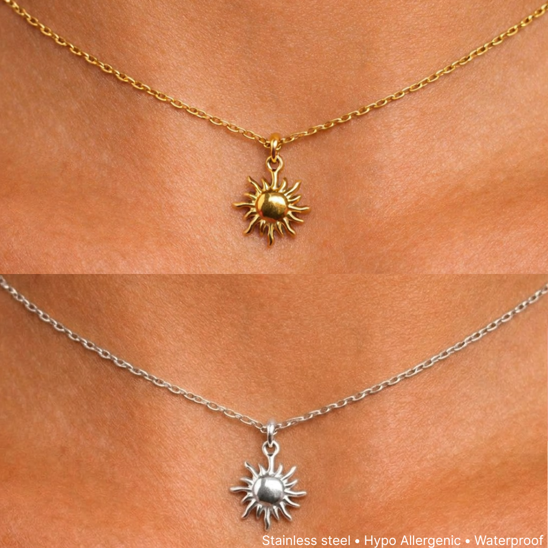 Silver | Gold Sun Necklace Adjustable Stainless Steel 18k Gold Plated