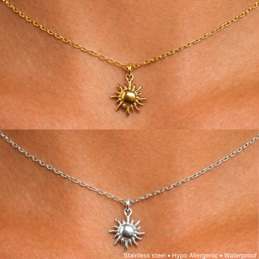 Silver | Gold Sun Necklace Adjustable Stainless Steel 18k Gold Plated