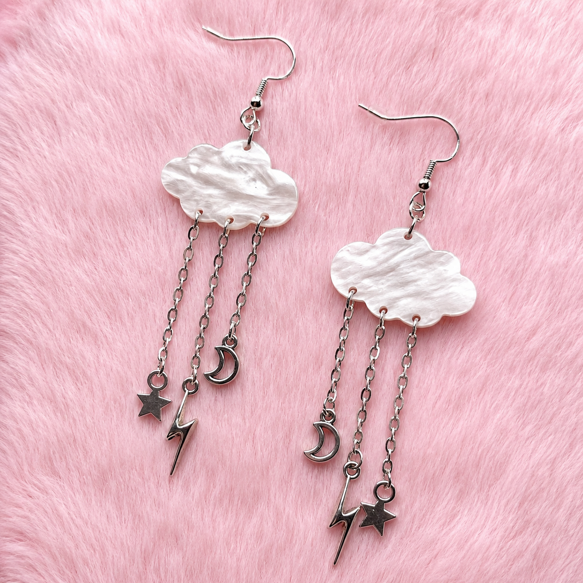 Sterling silver dangly cloud Earrings