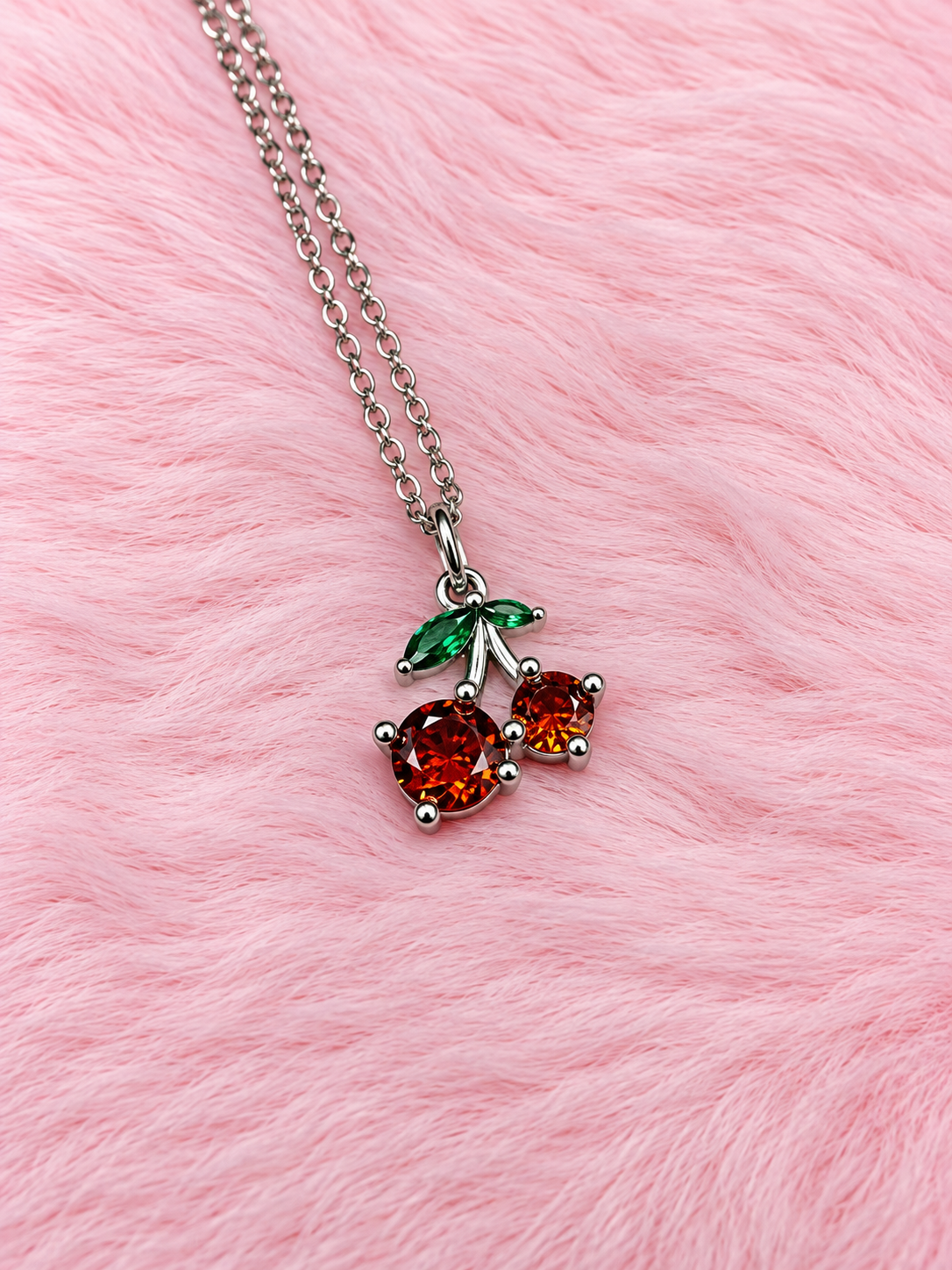 Stainless steel cherry adjustable Necklace