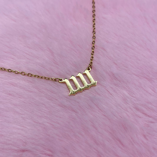 Gold stainless steel angel number 1111 adjustable Necklace