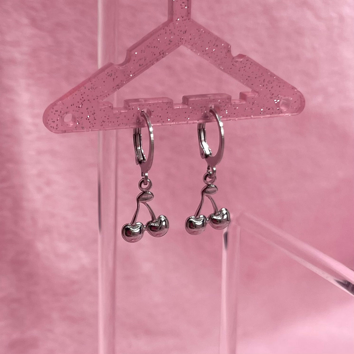 Stainless steel Cherry Huggie Hoop Earrings