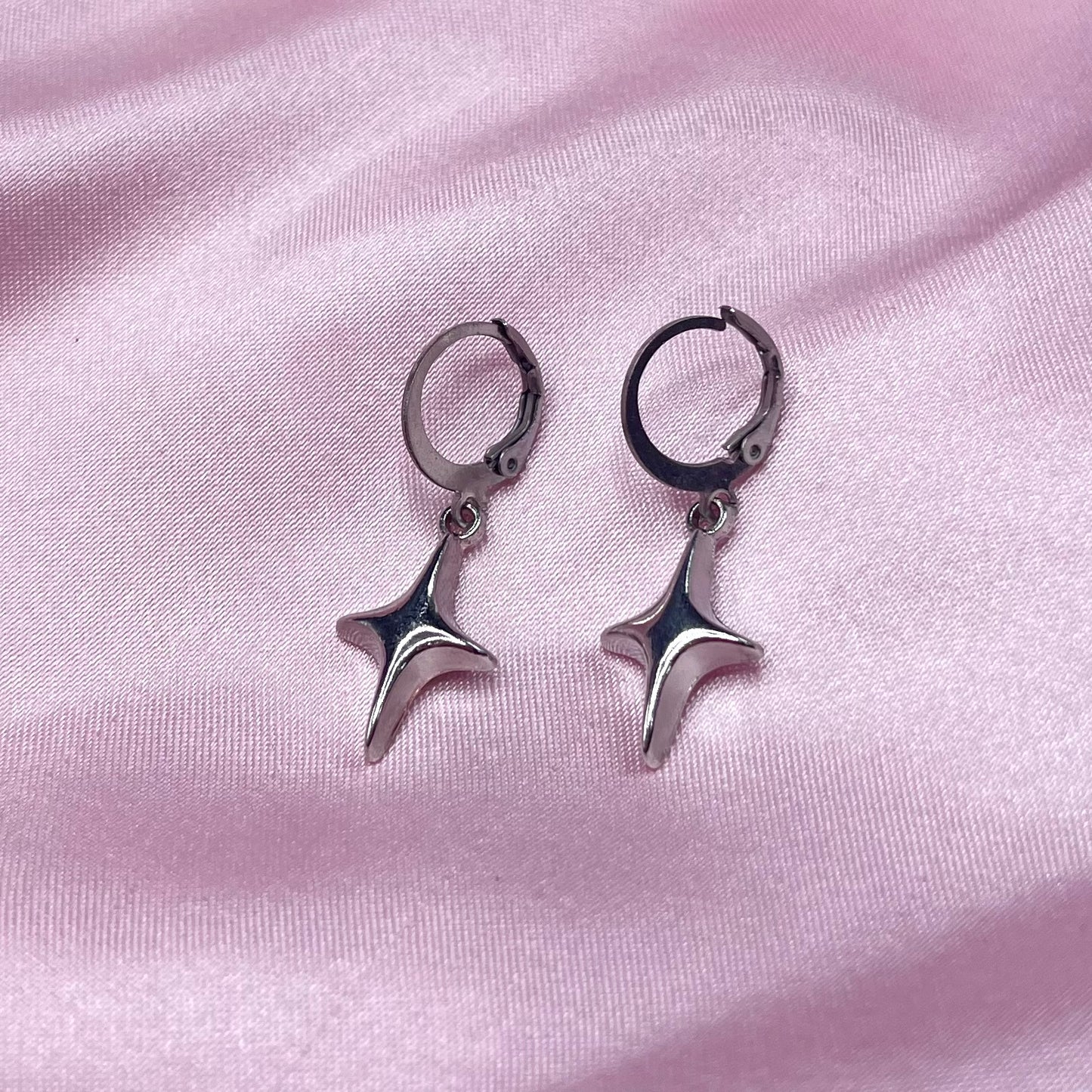 Stainless steel North Star Huggie Hoop Earrings