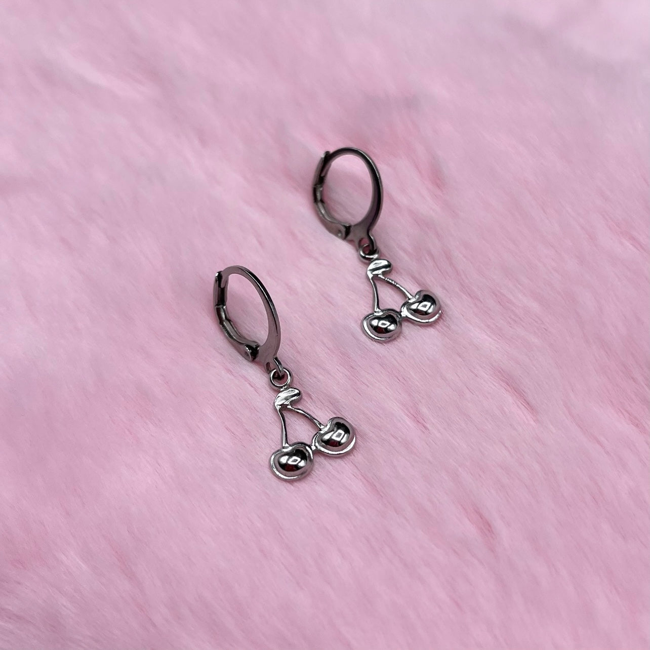 Stainless steel Cherry Huggie Hoop Earrings