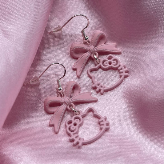 Sterling silver kawaii kitty Earrings
