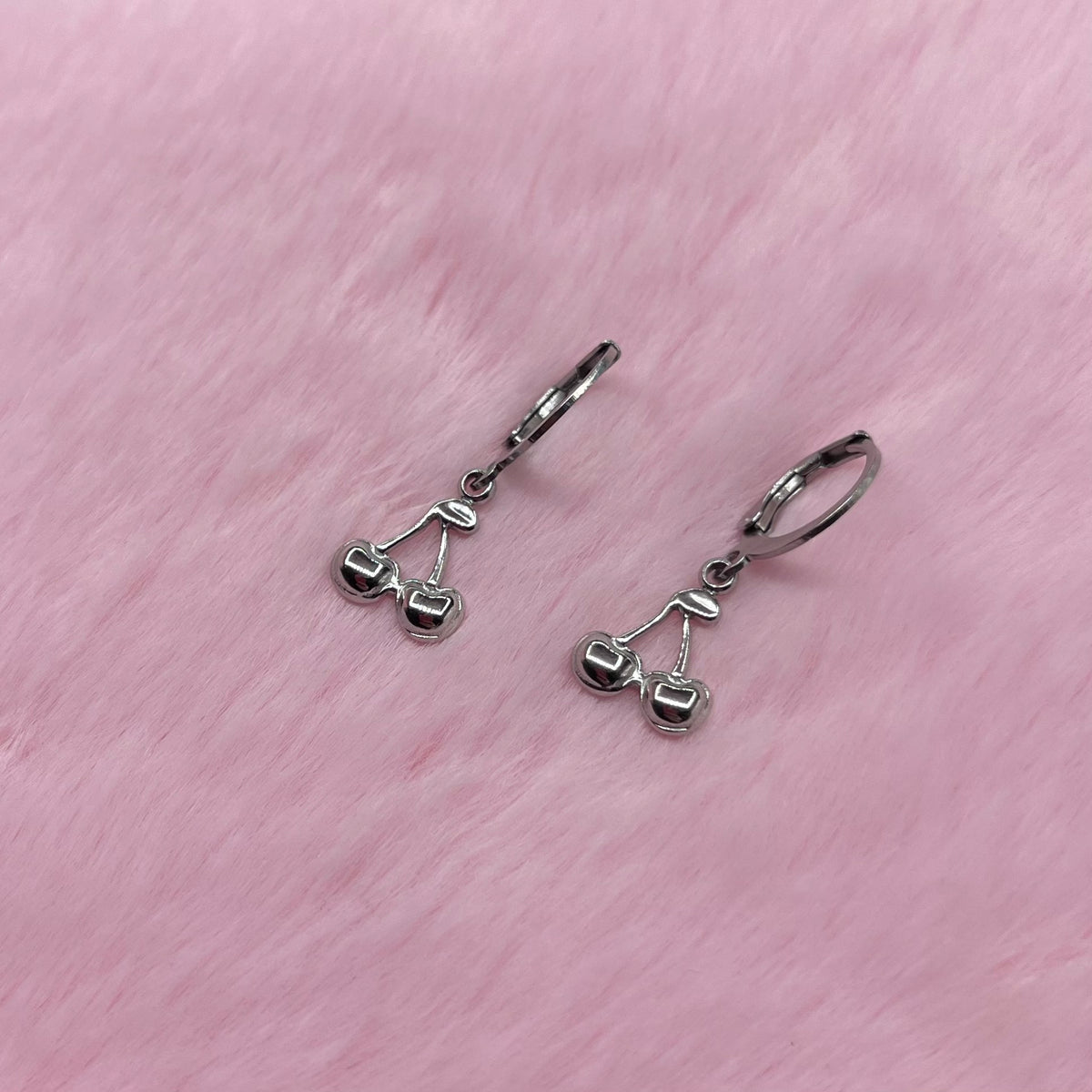 Stainless steel Cherry Huggie Hoop Earrings