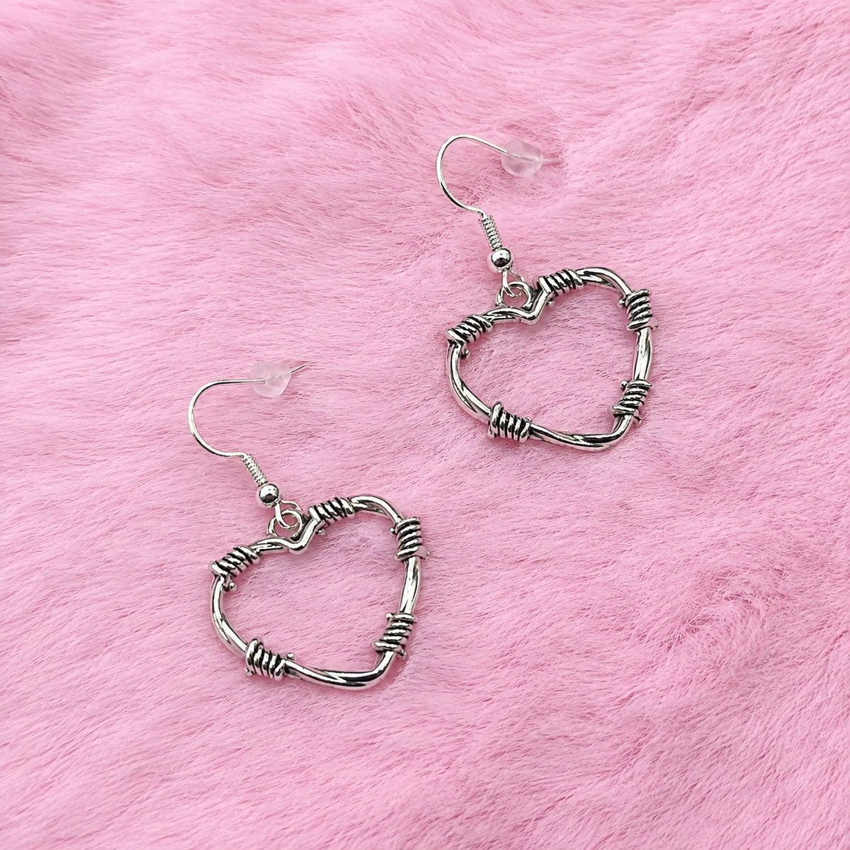 925 Sterling silver barbered wire Heart Earrings
