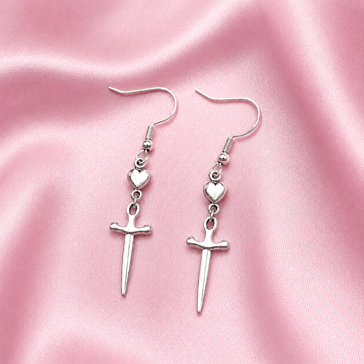 Sterling silver dagger heart Earrings