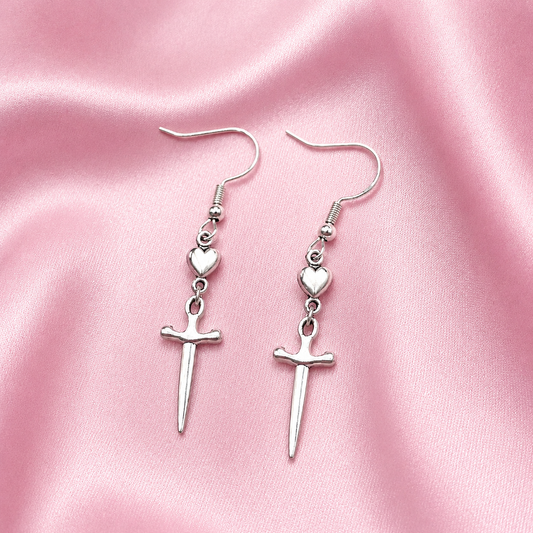 Sterling silver dagger heart Earrings