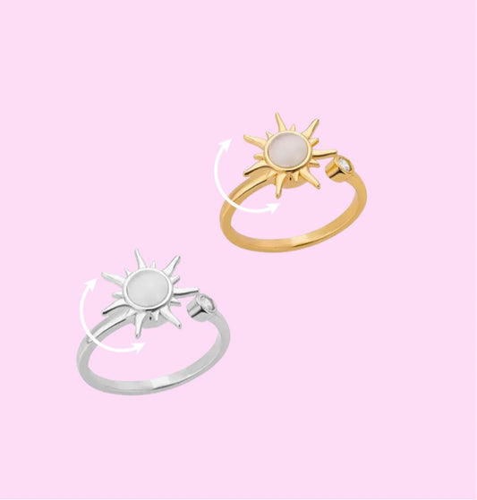 Stainless steel sun Fidget ring Anxiety ring Adjustable Ring