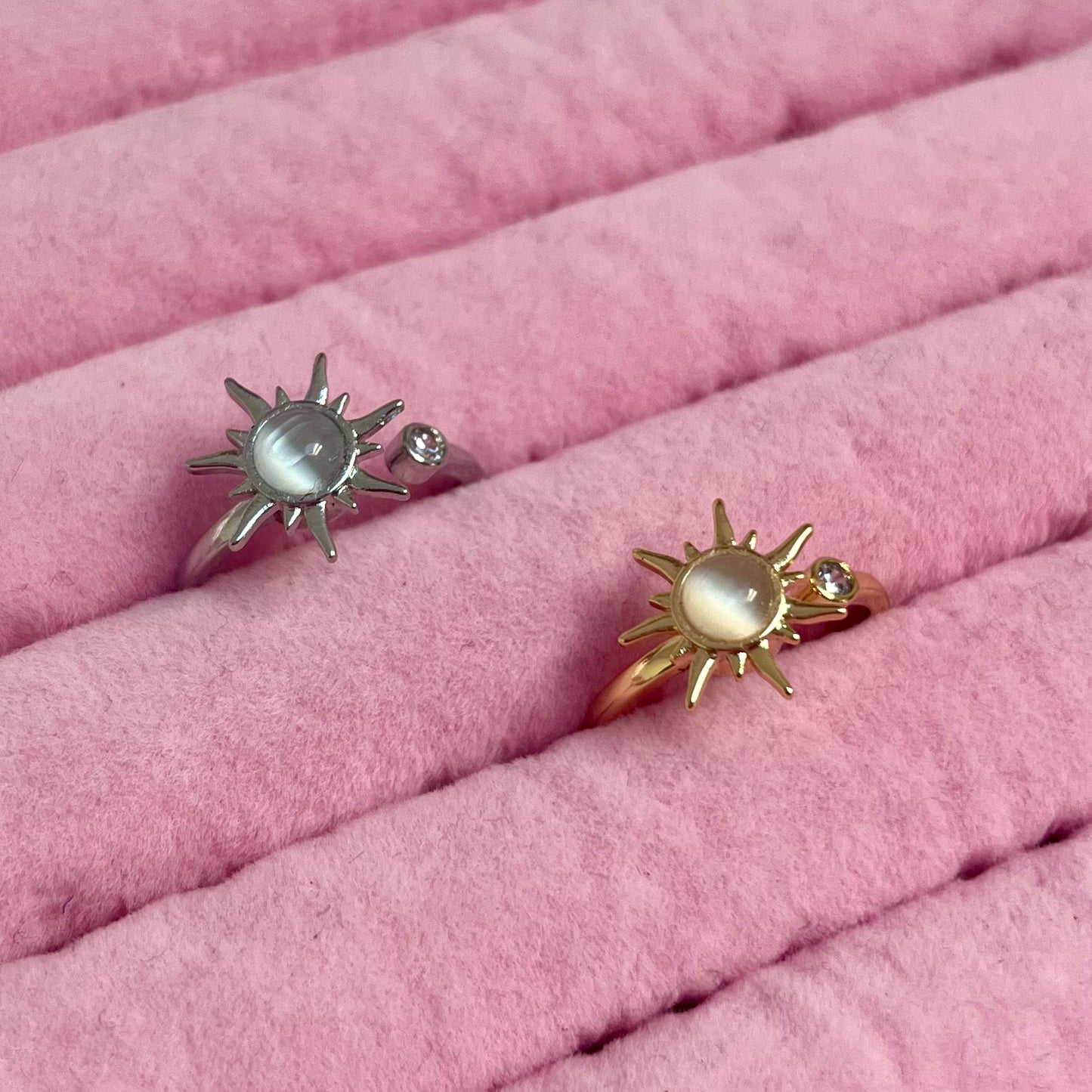 Stainless steel sun Fidget ring Anxiety ring Adjustable Ring