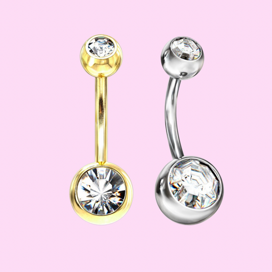 Silver | Gold Diamanté Belly Naval Bar
